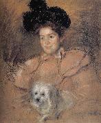 Mary Cassatt The girl holding the dog oil painting